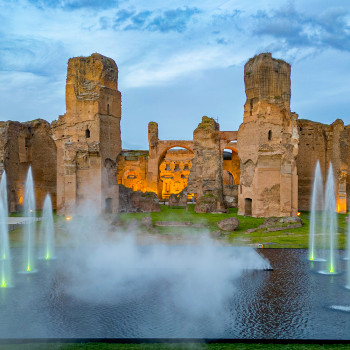 Il movimento dei giochi d'acqua alle Terme di Caracalla
